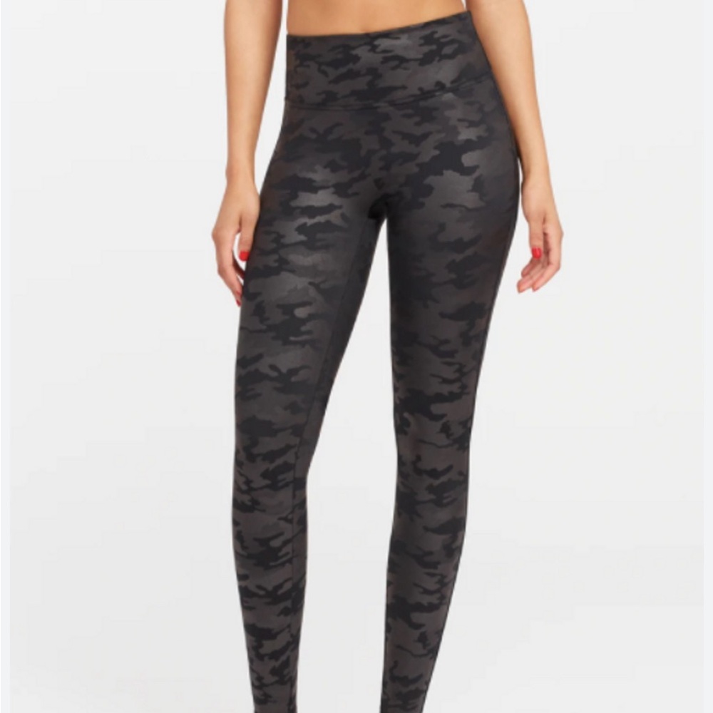 Spanx camo faux leather leggings